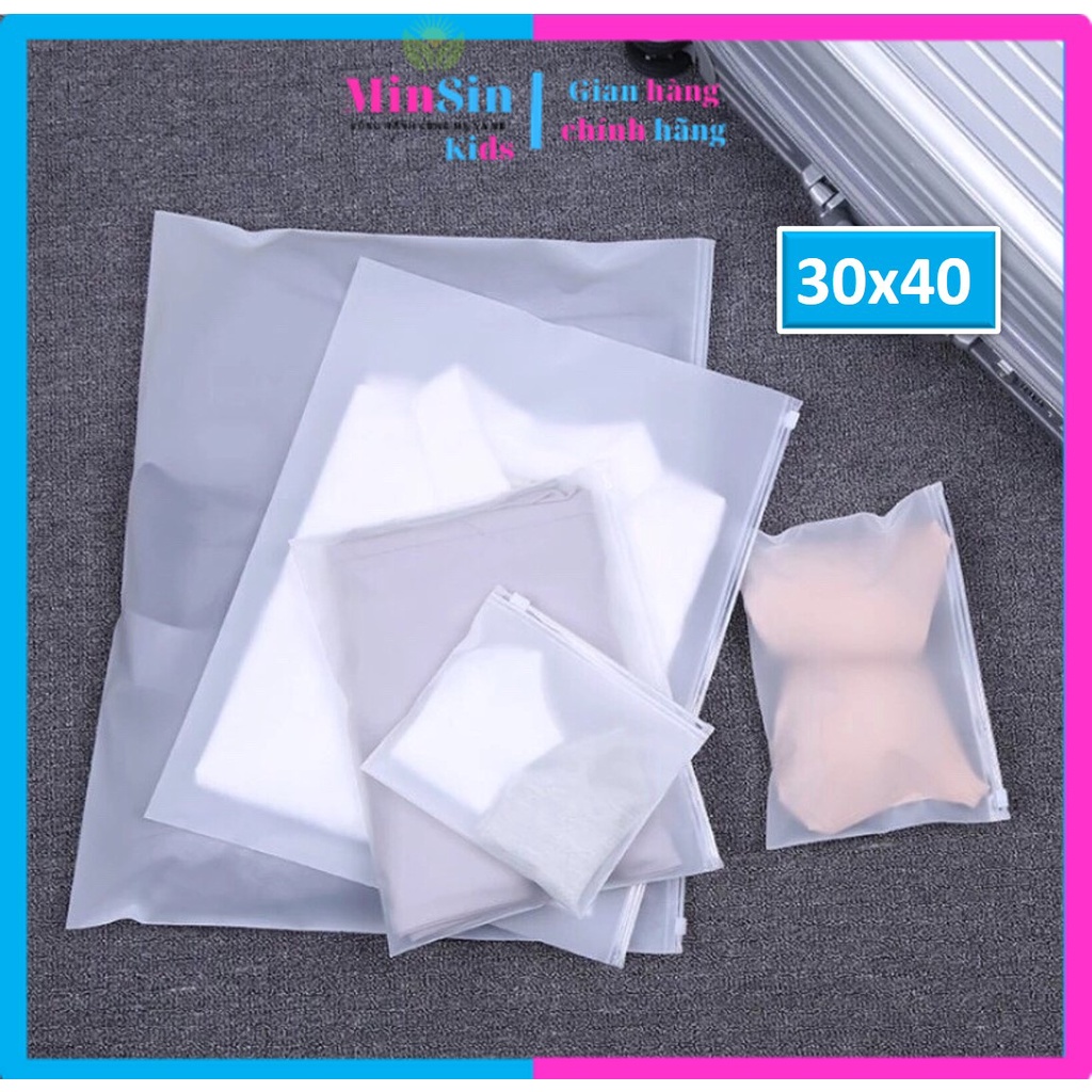 Túi Zip Lụa Mờ, Túi Nhựa PE Trong Suốt 30x40 Đựng Quần Áo Giày Dép Phụ Kiện Đồ Đạc Đa Năng