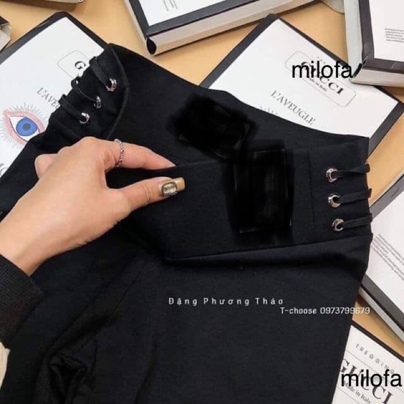 Quần legging, quần nữ cạp cao cách điệu 2 bên sườn tôn dáng, ôm vòng eo