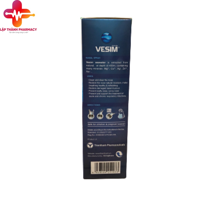 XỊT MŨI NƯỚC MUỐI BIỂN VESIM NGƯỜI LỚN, PHÒNG NGỪA NGHẸT MUI, VIÊM MŨI, VIÊM XOANG