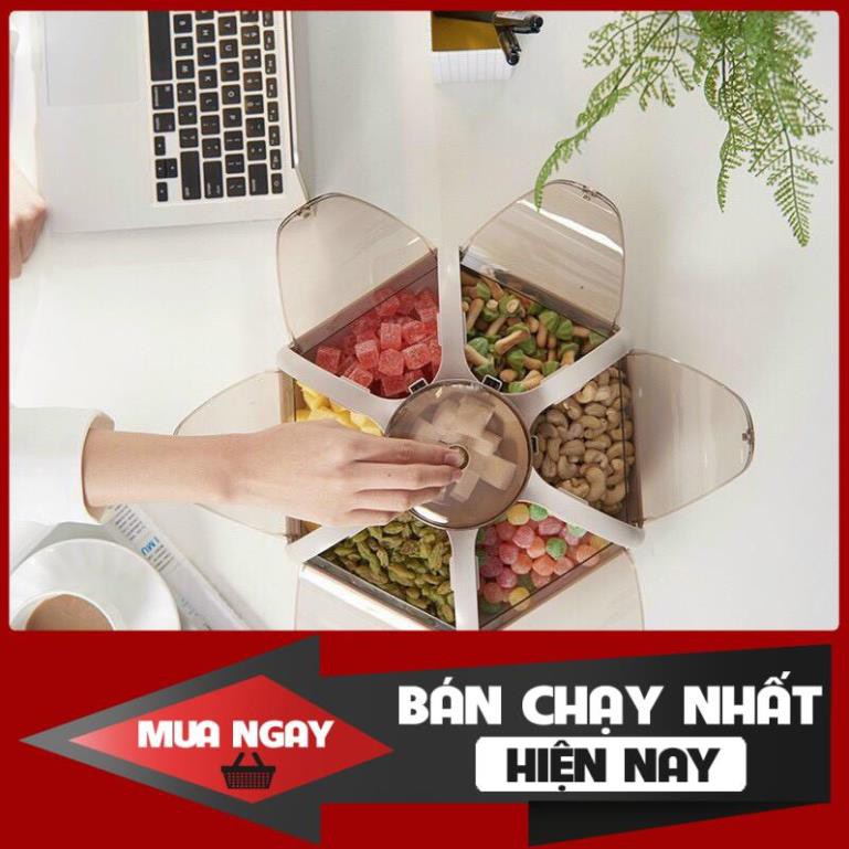 🌟 𝑭𝑹𝑬𝑬𝑺𝑯𝑰𝑷 🌟Khay Mứt Tết, Khay Đựng Bánh Kẹo 6 Cánh Hoa Tự Bung, Làm Bằng Nhựa Cao Cấp Sang Chảnh, Lịch Sự