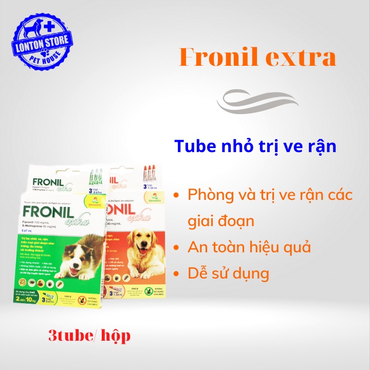 VEMEDIM Fronil Extra - Diệt Ve, Rận, Bọ Chét Cho Chó Mèo (Hộp 3 Tuýp) - Lonton Store