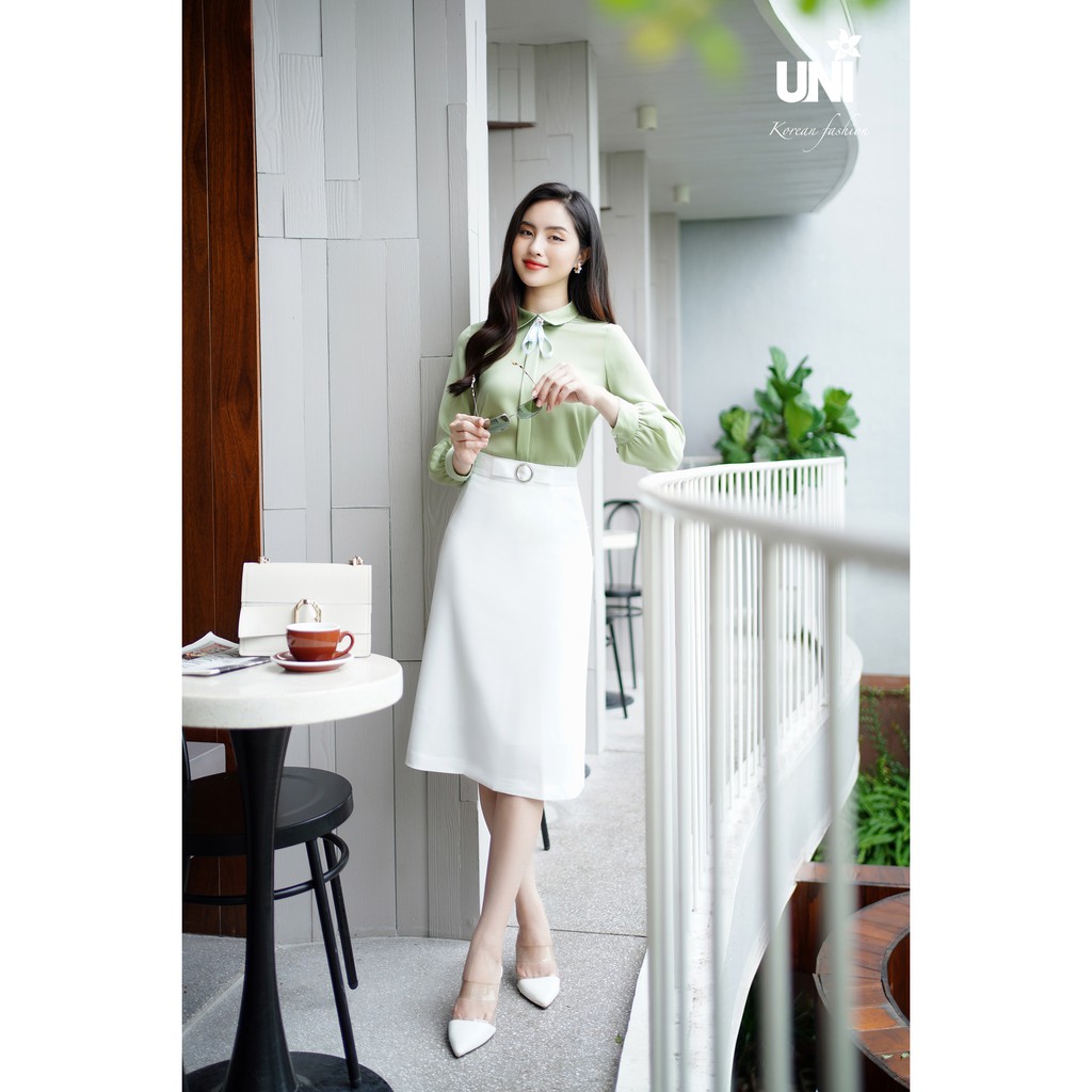 Áo Sơ Mi Nữ UNIVTH Công Sở Dài Tay Cài Nơ Cao Cấp 4A0341