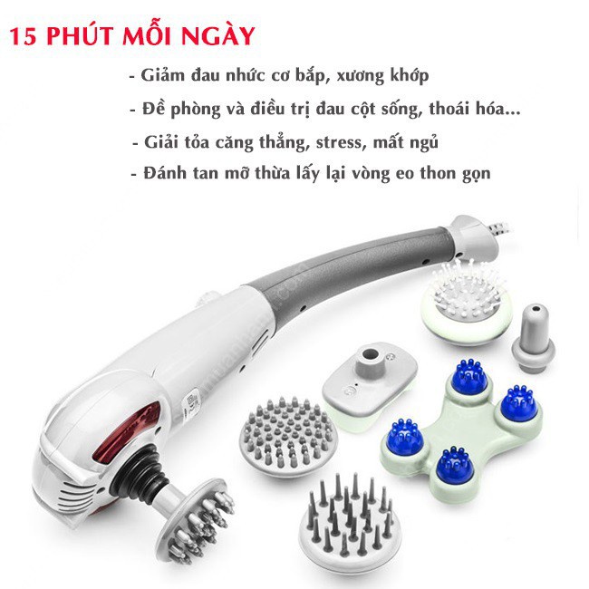 ✅ 7 Đầu  Máy Massage Cầm Tay Có Đèn Hồng Ngoại KING MASSAGER