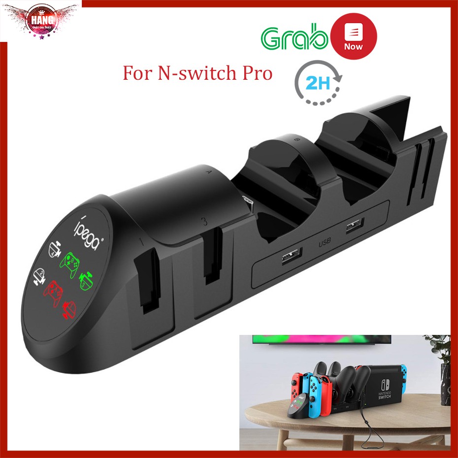 iPega PG 9187 đế sạc đa năng cho máy Nintendo Switch 6in1 có đèn báo led, sạc joycon, tay cầm pro