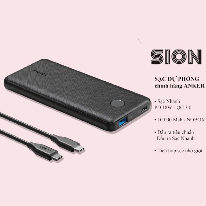 Pin Sạc Dự Phòng 10.000mAh PD Anker PowerCore Slim