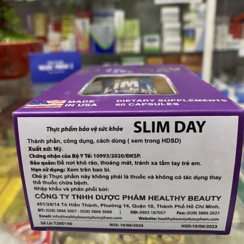 ✅ [Chính Hãng] Slim Day Thực phẩm hỗ trợ kiểm soát cân nặng (Hộp 60 viên)