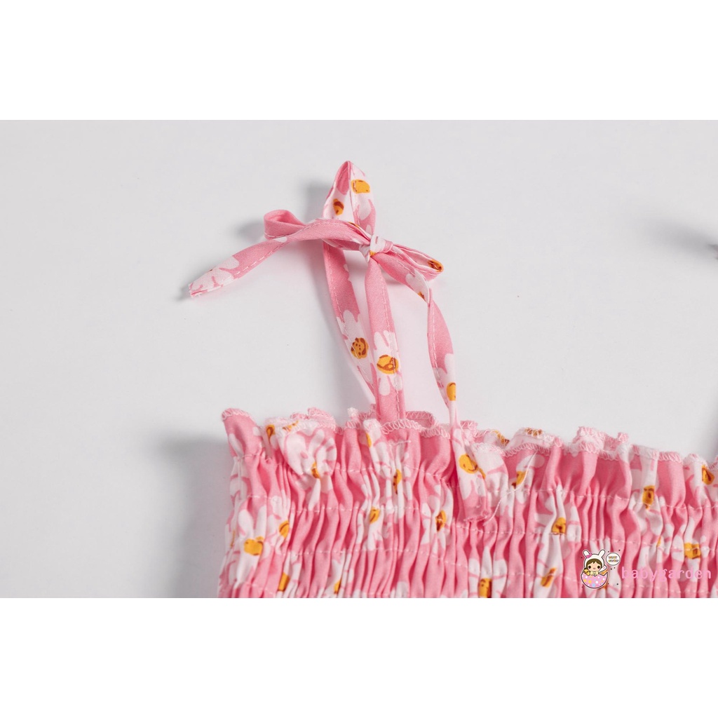 Đầm Chữ A Hai Dây Cổ Thuyền In Hoa Thời Trang Mùa Hè Cho Bé Gái