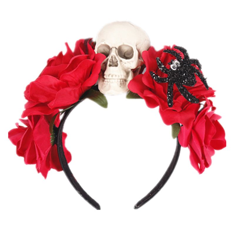 Băng Đô Hóa Trang Halloween Hình Đầu Lâu Hoa Hồng