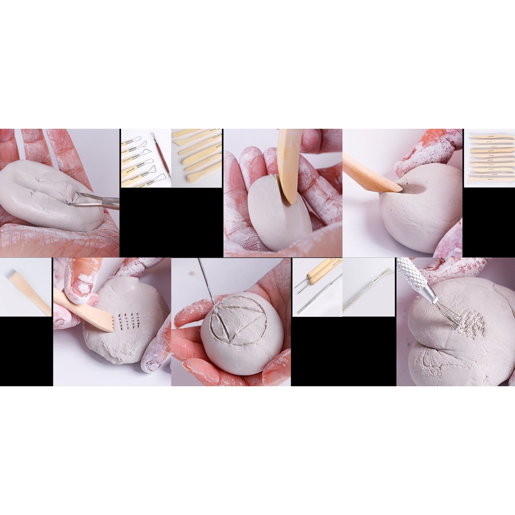 Bộ dụng cụ điêu khắc làm đất sét nghệ thuật đồ gốm nặn tao hình Mont Marte Lalunavn - B82