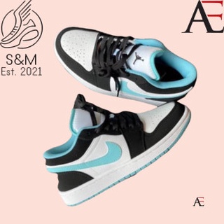 Giày sneaker cổ thấp nam nữ, giày jd jordan 1 low xanh ngọc thời trang full box bill 1.1
