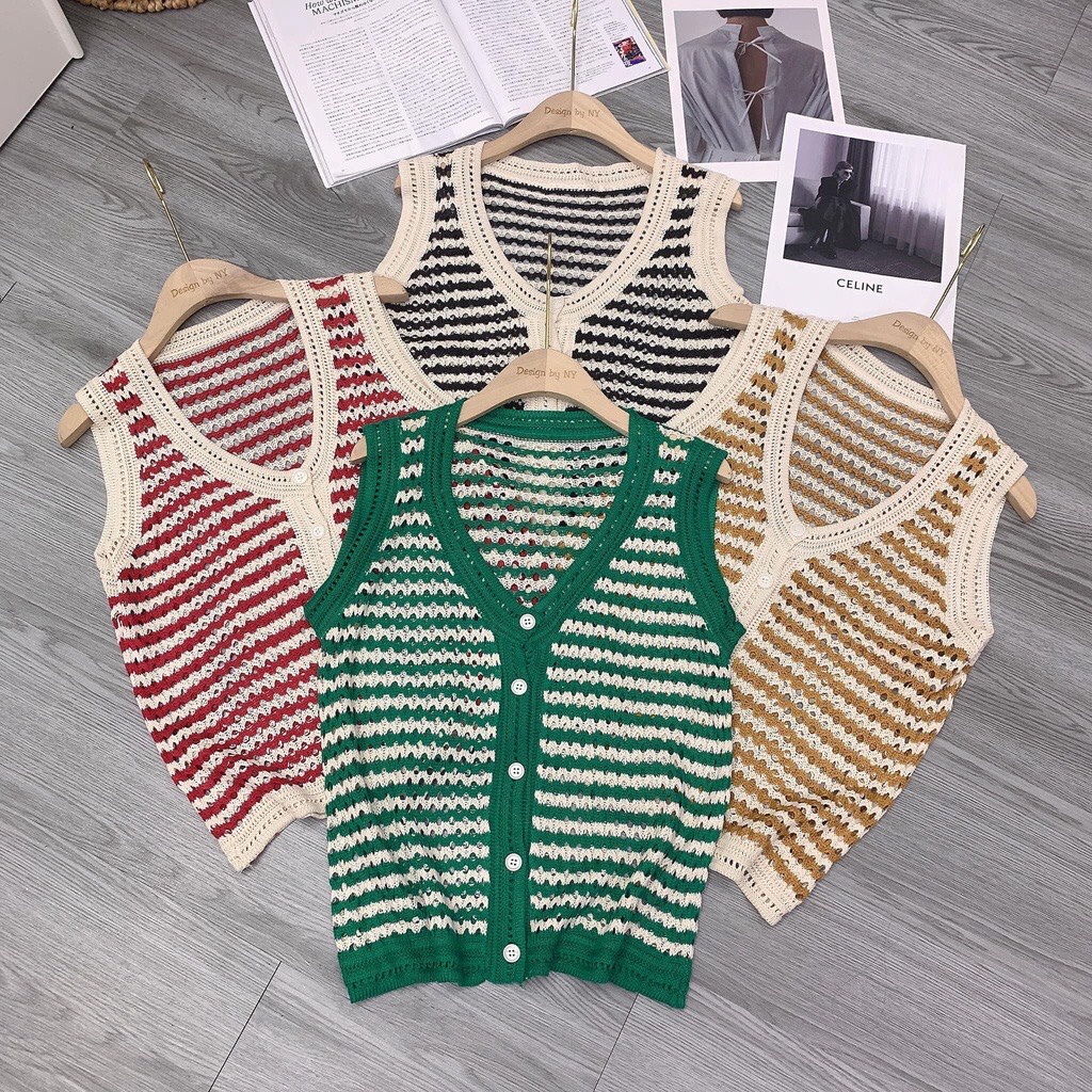 208. ÁO LEN KẺ SÁT NÁCH CÀI KHUY