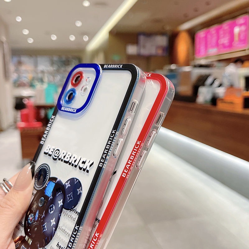 Ốp Điện Thoại Silicon Mềm Viền Màu Hình Gấu Cho Iphone