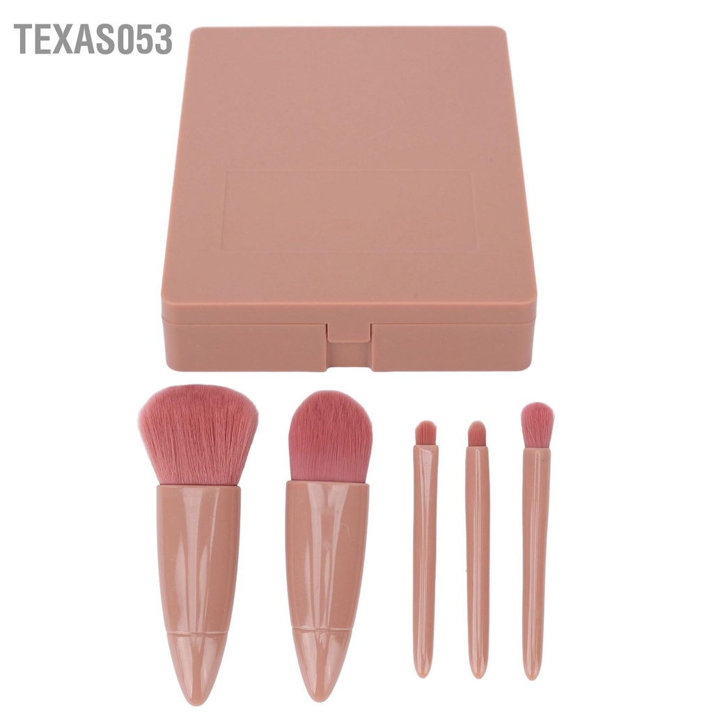 Set 5 Cọ Trang Điểm Lông Mềm Mini Kèm Hộp Đựng Có Gương Tiện Lợi