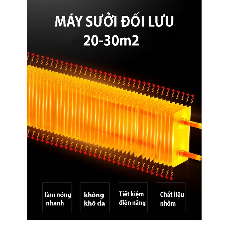 Quạt sưởi điện đối lưu có điều khiển từ xa làm ấm nhanh, dáng nằm - máy sưởi pania không khô da tiết kiệm điện