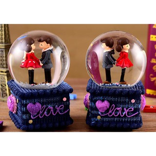 Hộp nhạc quả cầu thủy tinh cặp tình nhân - Love