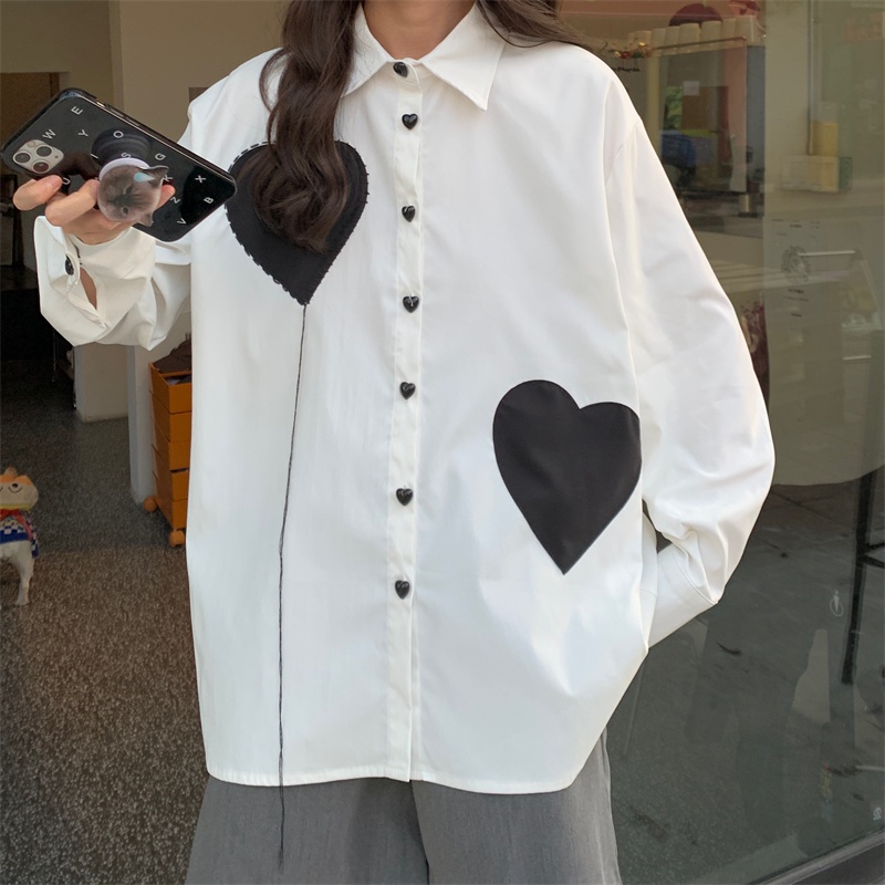 Áo Sơ Mi Trắng Tay Dài Dáng Rộng Màu Trơn Đơn Giản Thời Trang Phong Cách Hàn Quốc Cho Nữ