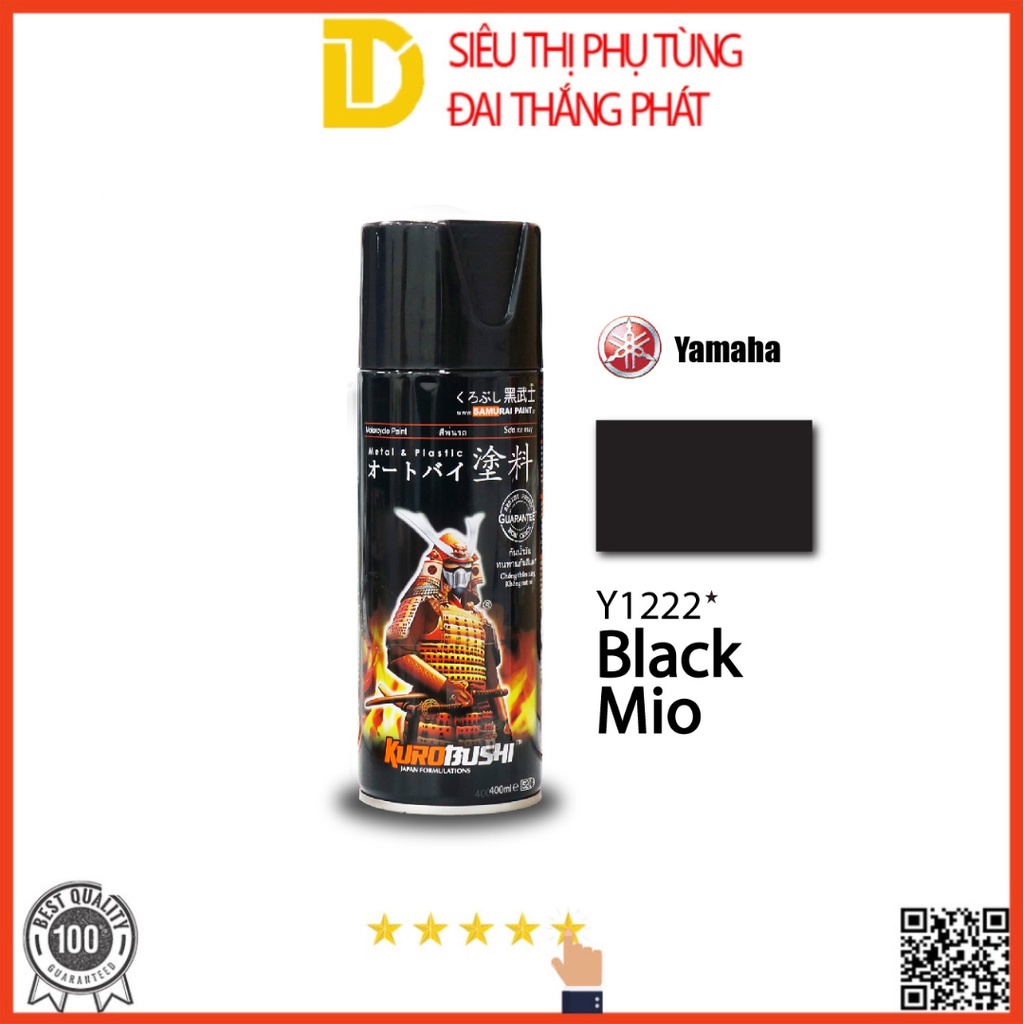 Sơn Samurai sơn xịt xe máy Y1222* MÀU ĐEN MIO