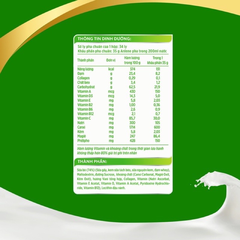 Sữa bột Anlene Gold hương vani 1200g (trên 40 tuổi)