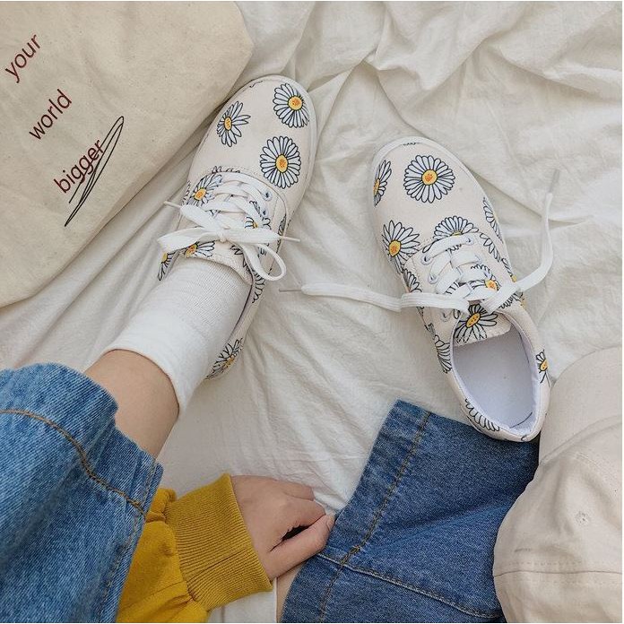 [ CÓ SẴN ] ⚡️ GIÀY CỔ THẤP NỮ ULZZANG HOA CÚC, GIÀY VẢI HOT 2019 ( Ảnh thật đầu tiên ) | BigBuy360 - bigbuy360.vn