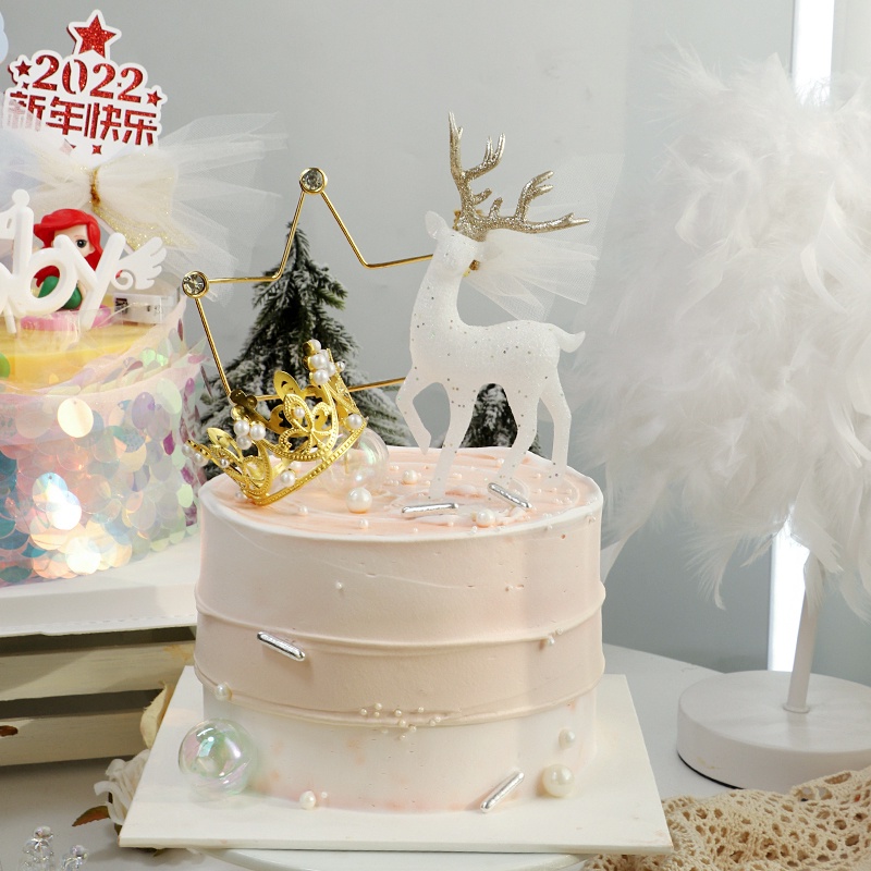 Phụ Kiện Trang Trí Bánh Kem Hình Sừng Nai Đính Đá Pha Lê Lấp Lánh Xinh Xắn