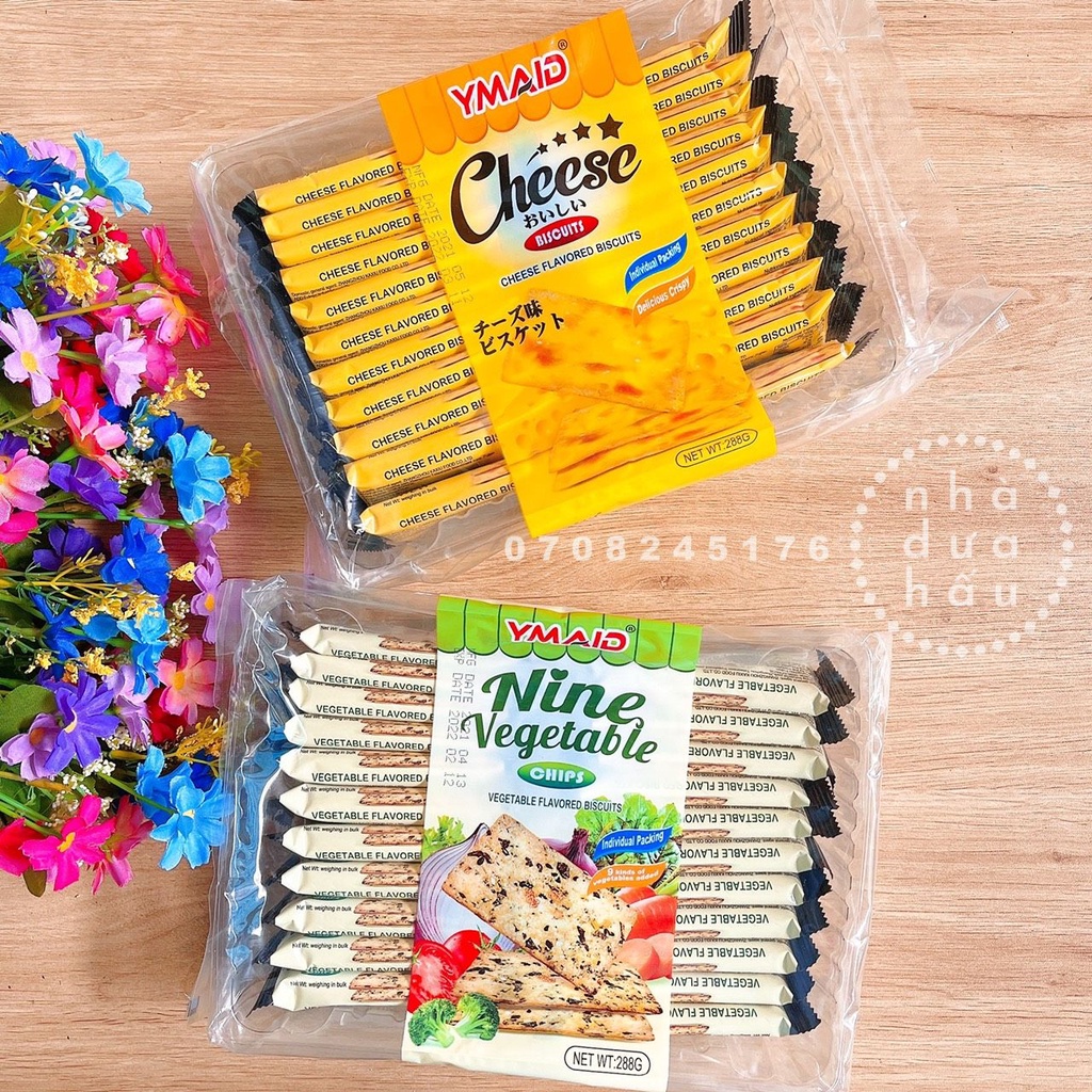 Bánh lạt ăn kiêng ít đường hiệu Wingoo Hongkong vị rau củ/ gà hầm/ phomai/ bít tết nướng gói 328g