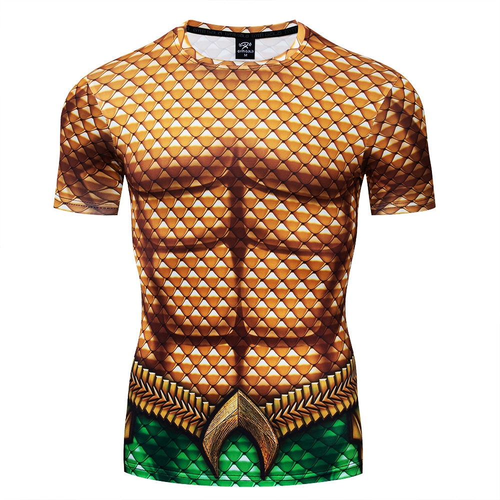 Aquaman Áo Thun Nam Tay Ngắn Cổ Tròn In Hình spiderman captain 3d Thời Trang
