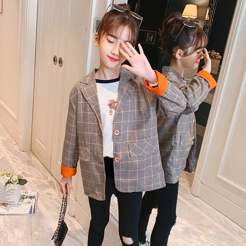 Áo khoác blazer kẻ sọc cho bé gái cực cá tính