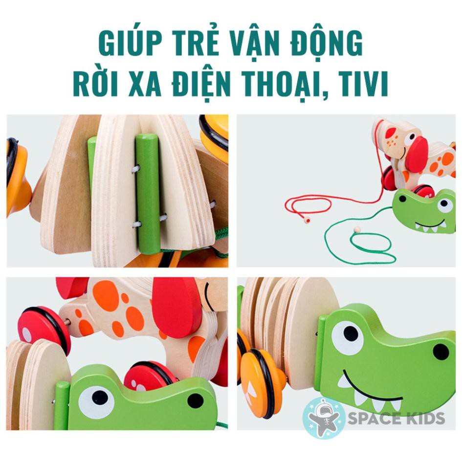 Đồ chơi trẻ em bằng gỗ Con chó gỗ có dây kéo Space Kids đồ chơi vận động cho bé