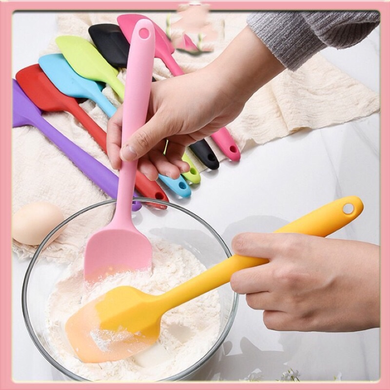 Phới dẹt trộn bột spatula silicon chịu nhiệt, phới đúc liền dùng để đánh bột, vét, vét kem làm bánh đồ ăn dặm