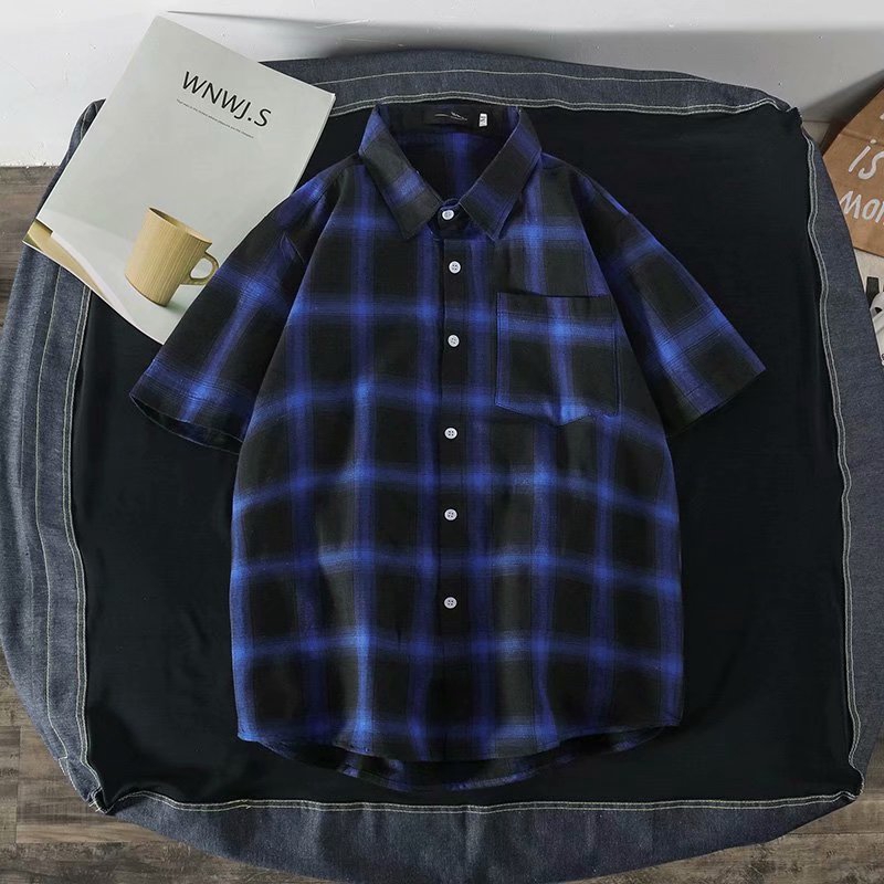 Fashion Plaid Short Sleeve Men's Shirt