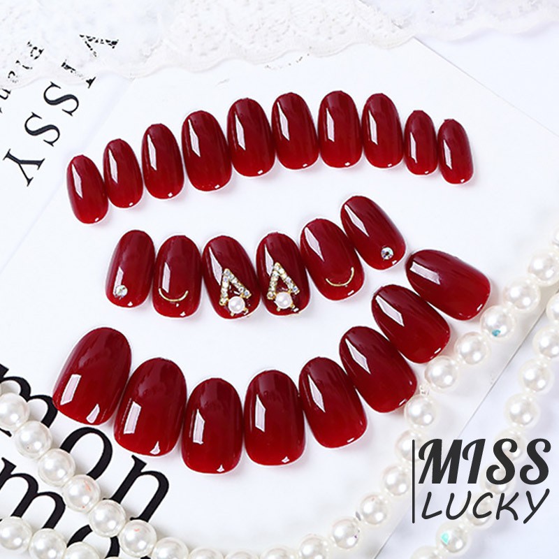 Set 24 móng tay nhân tạo đính đá phong cách thời trang nữ