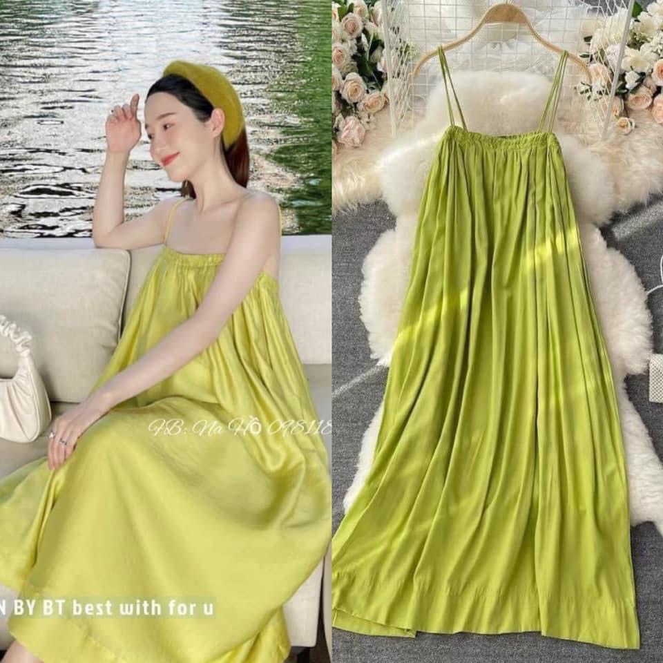 Tt 44 - Đầm Maxi 2 Dây Chất Đũi Siêu Xinh
