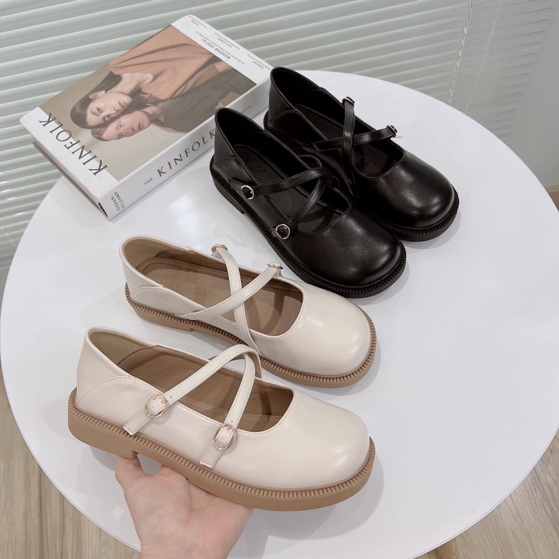 Giày marry jane cài chéo 628-2 QCCC đế 3cm [ Wood shoes ]