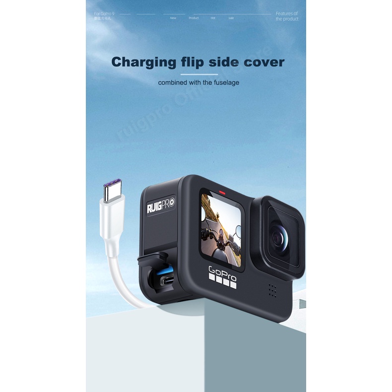 Nắp đậy pin bằng hợp kim nhôm màu đen loại C có nắp tháo rời cho GoPro Hero 10 9 go9