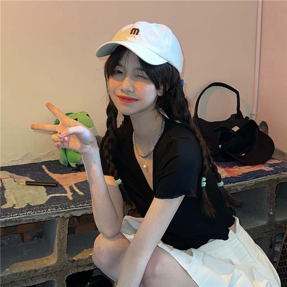 Mũ Lưỡi Trai Thêu Chữ M Đơn Giản Phong Cách Hip Hop Hàn Quốc Thời Trang Cho Nữ