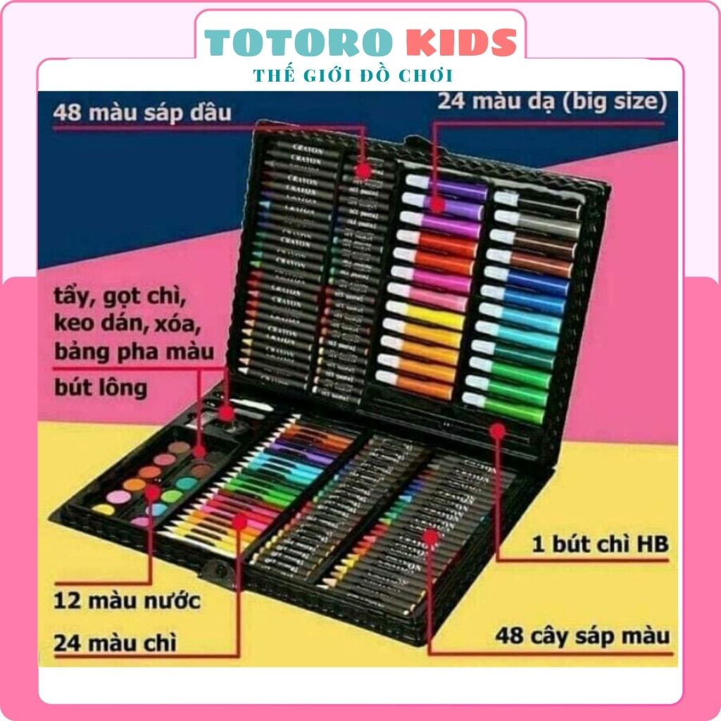 Bộ hộp bút tô màu 150 chi tiết cho bé gái trai thỏa sức sáng tạo