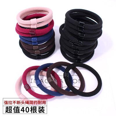 Buộc tóc ban nhạc cao su nữ bao da đơn giản Headband thô buộc tóc ban nhạc cao su độ đàn hồi cao bền màu đen không dấu v