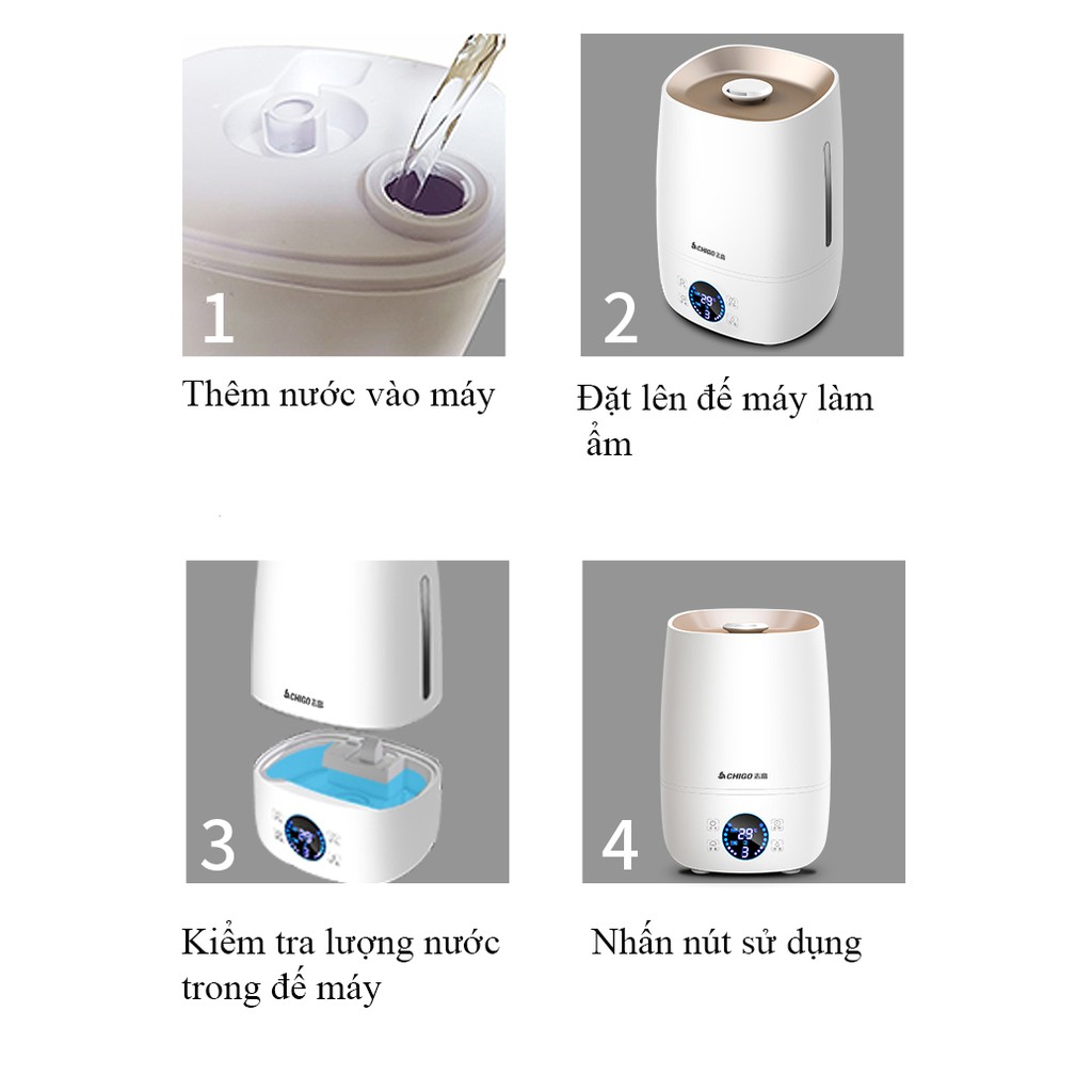 Máy Xông Tinh Dầu Phun Sương Tạo Ẩm  Dung Tích Lớn 4L Cho Phòng Diện Tích 60 m Tặng 2 Tinh Dầu