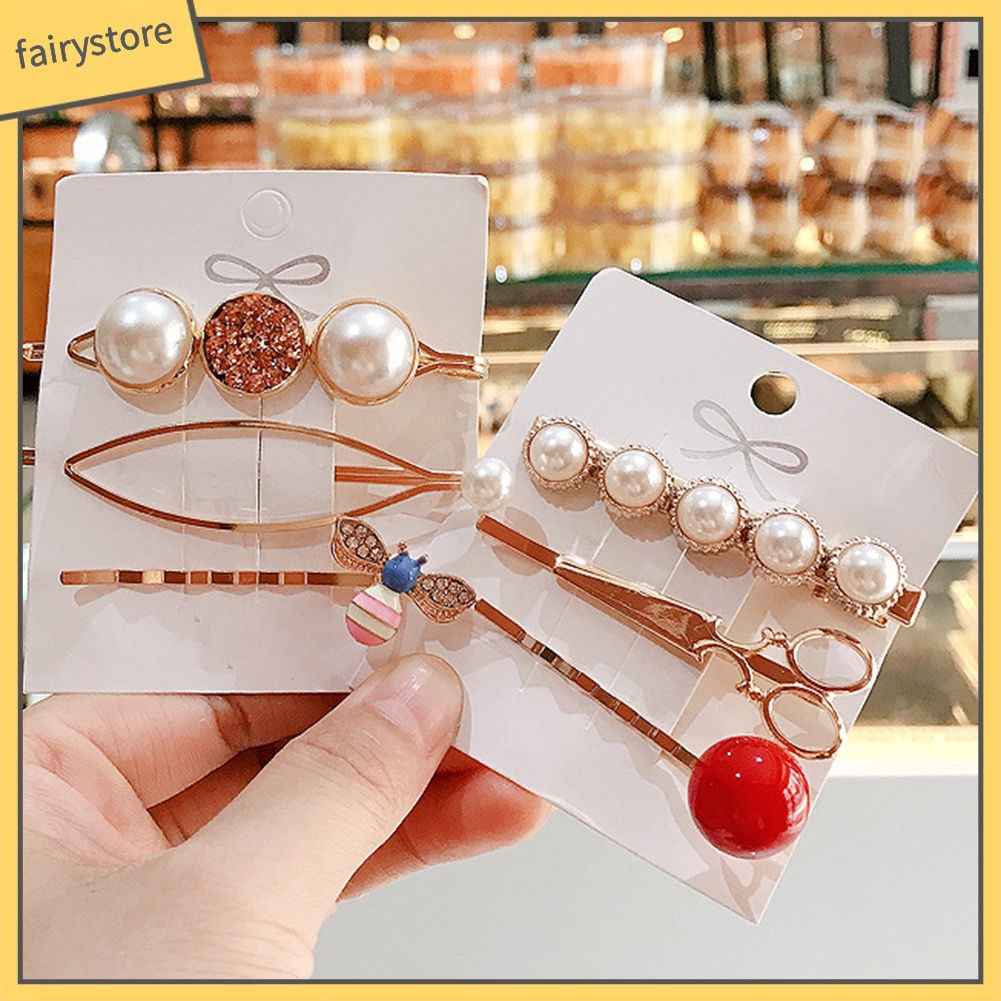 Set 2 / 3 Kẹp Tóc Đính Ngọc Trai Giả Thời Trang Cho Nữ