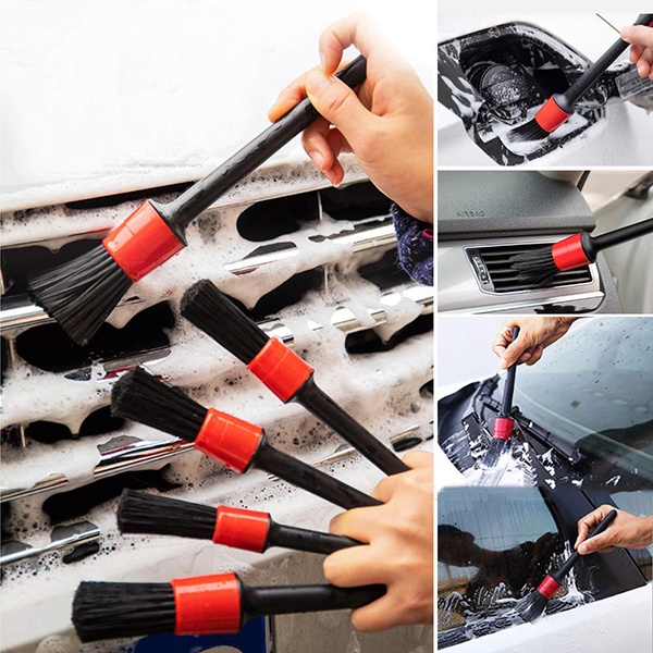 Bộ 5 chổi cọ rửa xe máy, ô tô đa năng, vệ sinh khoang máy, cọ rửa ô tô, bánh xe ô tô, lông cọ dài mềm, không trầy xướt