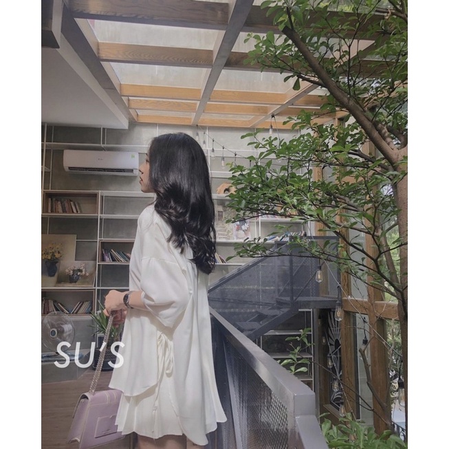 ÁO SƠ MI FORM THỤNG BUỘC DÂY SƯỜN VINTAGE