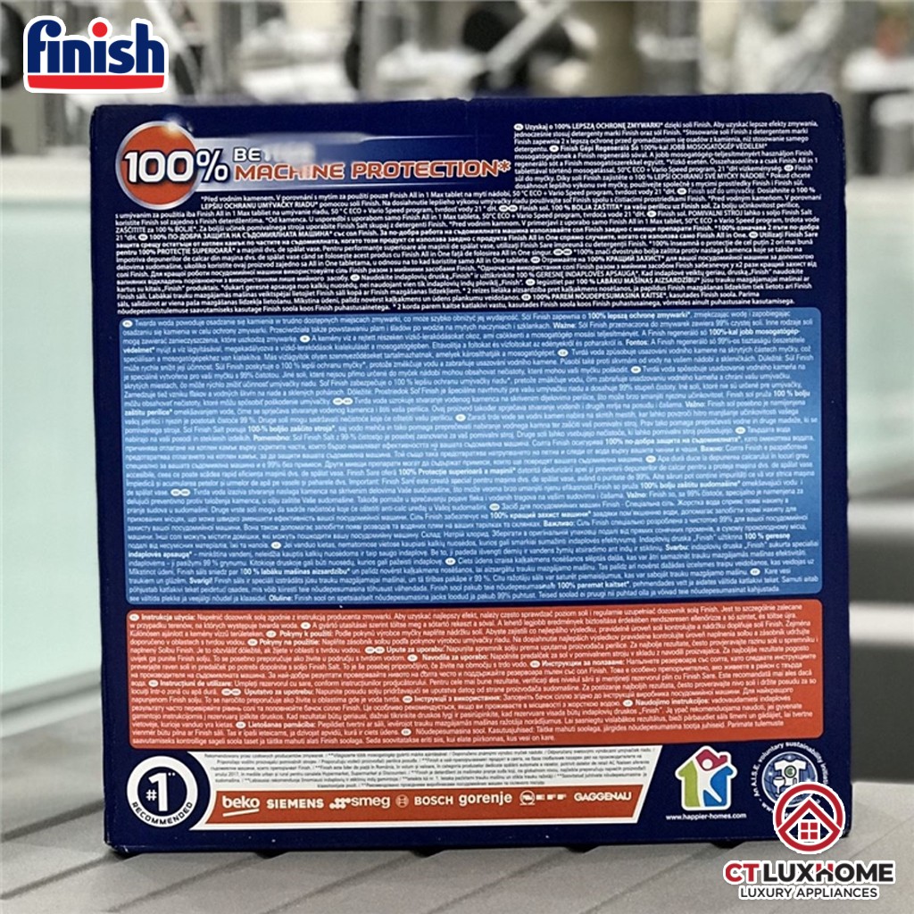 Muối rửa chén bát Finish 4kg  giúp làm mềm nước, loại bỏ tạp chất trong nước, kết tủa trong máy rửa bát