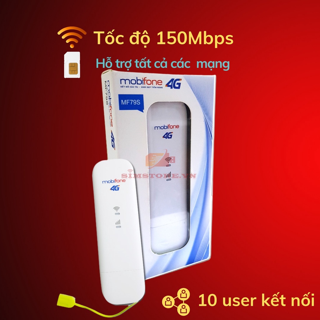 Usb phát wifi 4G ZTE MF79S ZTE MF79 Mobifone tốc độ 150Mbs Usb 4G dùng được cho MACOS