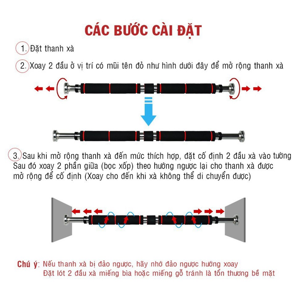 NDA Xà Đơn Treo Tường Gắn Cửa Đa Năng Dễ Điều Chỉnh 60-100cm, 80-130cm (LOẠI XỊN) 50 L670