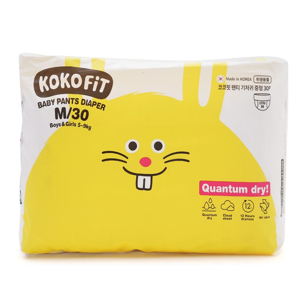 [CÓ QUÀ CHÍNH HÃNG] Tã Quần KokoFit Size M30 (Cho trẻ từ 5-9kg | Tặng 1 gói khăn ướt KokoFit 70pcs)