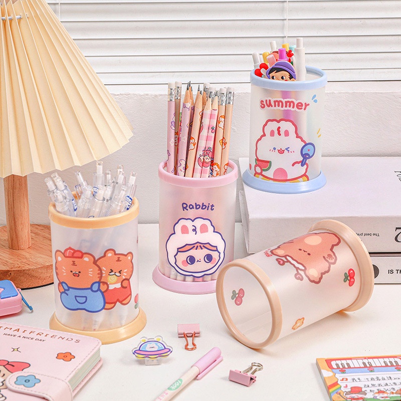 Ống Đựng Bút Trong Suốt Hình Tròn Thiết Kế Sáng Tạo Đáng Yêu Cho Học Sinh