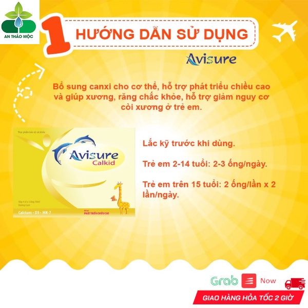 Siro Ống Bẻ Avisure Calkid Bổ Sung Canxi Nano Giúp Bé Phát Triển Chiều Cao Xương Răng Chắc Khỏe.Hộp 20 Ống