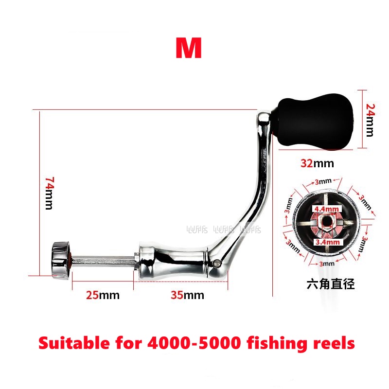 Tay quay máy câu cá kim loại thay thế size S/M/L chuyên dụng