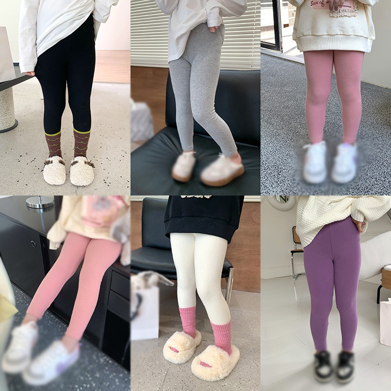 Quần Legging Cotton Len Lưng Thun Cao Dáng Ôm Xinh Xắn Cho Bé Gái