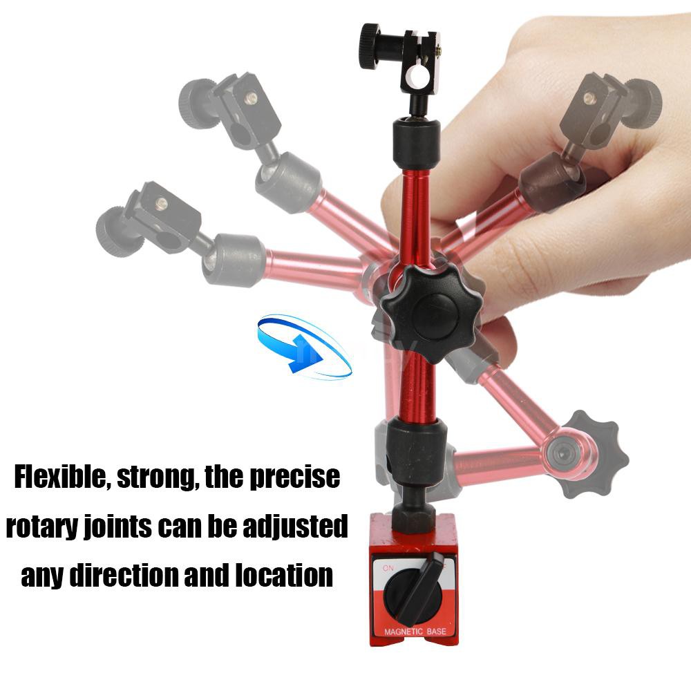 Metal Round Dial Indicator and Mini Flexible Magnetic Base Holder Bracket Tool Kit